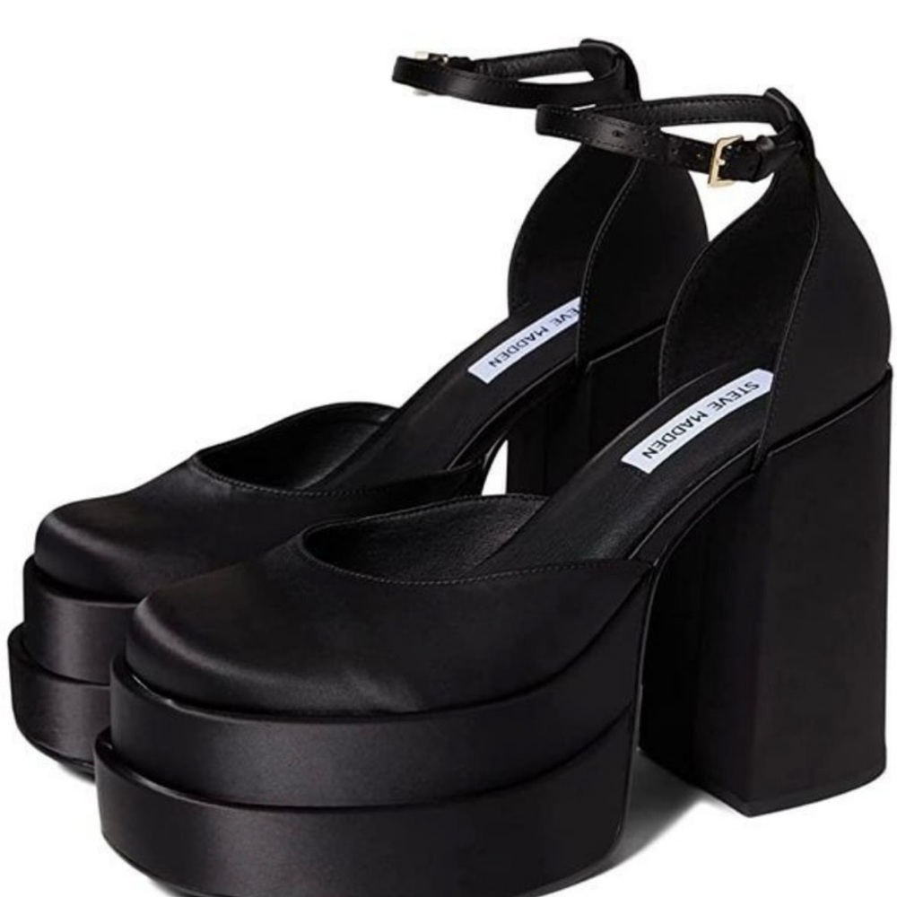 Steve Madden Black Satin Platform Shoes